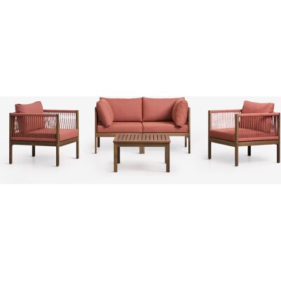 SKLUM Set Soggiorno Con Divano Componibile 2 Pezzi Con Braccioli, 2 Poltrone E Tavolino In Legno Di Acacia Branson SKLUM Set Soggiorno Con Divano Componibile 2 Pezzi Con Braccioli, 2 Poltrone E Tavolino In Legno Di Acacia Branson