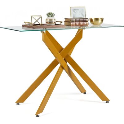 COSTWAY Tavolino In Vetro Temperato,piedini Regolabili,tavolo Da Pranzo,115 X 45 X 78 Cm,oro COSTWAY Tavolino In Vetro Temperato,piedini Regolabili,tavolo Da Pranzo,115 X 45 X 78 Cm,oro