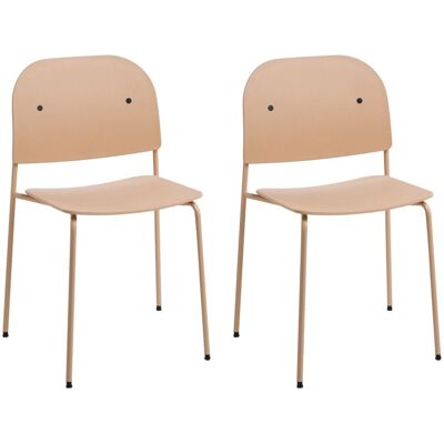 BELIANI Set Di 2 Sedie Da Pranzo E Da Cucina Con Seduta In Materiale Sintetico E Struttura In Metallo, Beige, Windust BELIANI Set Di 2 Sedie Da Pranzo E Da Cucina Con Seduta In Materiale Sintetico E Struttura In Metallo, Beige, Windust