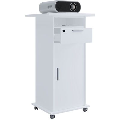 EBUY24 - Tavolo In Legno Vcm Ideale Per Proiettore O Proiettore Con Ruote E Porta Dimensioni: A. 108 X L. 60 X D. 50 Cm Pannello Piastrellabile Cassetto Chiudibile - Neta (bianco) EBUY24 - Tavolo In Legno Vcm Ideale Per Proiettore O Proiettore Con Ruote E Porta Dimensioni: A. 108 X L. 60 X D. 50 Cm Pannello Piastrellabile Cassetto Chiudibile - Neta (bianco)