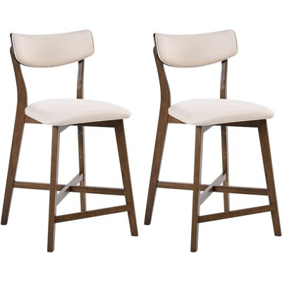 BELIANI Set Di 2 Sedie Da Bar Senza Braccioli Con Seduta In Tessuto Marrone E Bianco Sporco Yuma BELIANI Set Di 2 Sedie Da Bar Senza Braccioli Con Seduta In Tessuto Marrone E Bianco Sporco Yuma