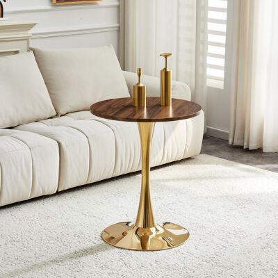 KELLANY Tavolino Rotondo Da 60 Cm / Tavolino Da Pranzo In Mdf: Piano Realizzato Con Tecnologia Di Termoformatura Di Alta Qualità, Effetto Venatura Noce, Gamba Di Supporto Color Oro – Perfetto Per Gli Ambienti KELLANY Tavolino Rotondo Da 60 Cm / Tavolino Da Pranzo In Mdf: Piano Realizzato Con Tecnologia Di Termoformatura Di Alta Qualità, Effetto Venatura Noce, Gamba Di Supporto Color Oro – Perfetto Per Gli Ambienti