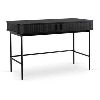 OEM Scrivania Allungabile Trish 120 Cm, Nera, Scanalata, Stile Loft Moderno OEM Scrivania Allungabile Trish 120 Cm, Nera, Scanalata, Stile Loft Moderno