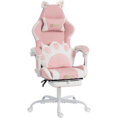 VINSETTO Sedia Gaming Ergonomica Con Poggiapiedi Rosa VINSETTO Sedia Gaming Ergonomica Con Poggiapiedi Rosa