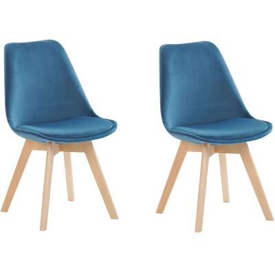 Set di 2 Sedie da Pranzo in Velluto Blu - Sedie da Pranzo Set di 2 Sedie da Pranzo in Velluto Blu - Sedie da Pranzo