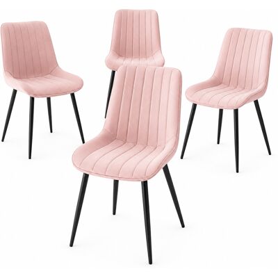 BAKAJI Set 4 Sedie Da Pranzo Rosa In Velluto Seduta Ergonomica E Struttura In Acciaio BAKAJI Set 4 Sedie Da Pranzo Rosa In Velluto Seduta Ergonomica E Struttura In Acciaio