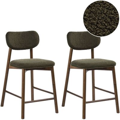 BELIANI Set Di 2 Sedie Da Pranzo In Boucle Struttura In Legno Marrone E Verde Mills BELIANI Set Di 2 Sedie Da Pranzo In Boucle Struttura In Legno Marrone E Verde Mills