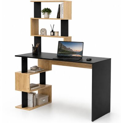 BAKAJI Scrivania Con Libreria Tavolo Porta Pc In Legno Per Casa Ufficio Nero E Quercia BAKAJI Scrivania Con Libreria Tavolo Porta Pc In Legno Per Casa Ufficio Nero E Quercia