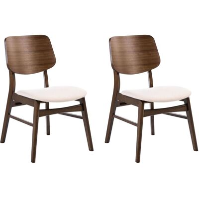BELIANI Set Di 2 Sedie Da Pranzo In Stile Tradizionale Con Seduta Imbottita In Bouclé Marrone E Bianco Sporco Mayer BELIANI Set Di 2 Sedie Da Pranzo In Stile Tradizionale Con Seduta Imbottita In Bouclé Marrone E Bianco Sporco Mayer