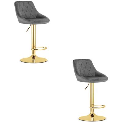 OEM Sgabello Kast - Velluto Grigio / Base Oro X 2 OEM Sgabello Kast - Velluto Grigio / Base Oro X 2