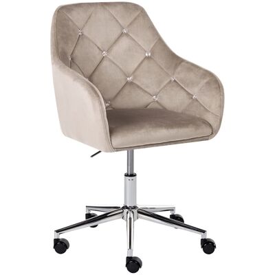 BELIANI Sedia Da Ufficio Con Rivestimento In Velluto Girevole A 360° Regolabile In Altezza Schienale Trapuntato Con Dettagli In Cristallo Beige Veloria BELIANI Sedia Da Ufficio Con Rivestimento In Velluto Girevole A 360° Regolabile In Altezza Schienale Trapuntato Con Dettagli In Cristallo Beige Veloria