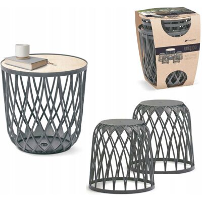 Set Fraschetti Uniqubo con 2 sedute traforate e tavolo naturale - Set di mobili Set Fraschetti Uniqubo con 2 sedute traforate e tavolo naturale - Set di mobili