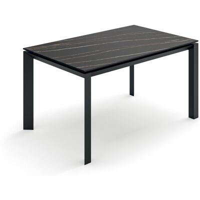 STONES Tavolo Allungabile Account 24, Top In Ceramica Marmo Portoro Opaca, Struttura In Metallo Verniciato Nero, Dimensioni 140/220 Cm STONES Tavolo Allungabile Account 24, Top In Ceramica Marmo Portoro Opaca, Struttura In Metallo Verniciato Nero, Dimensioni 140/220 Cm