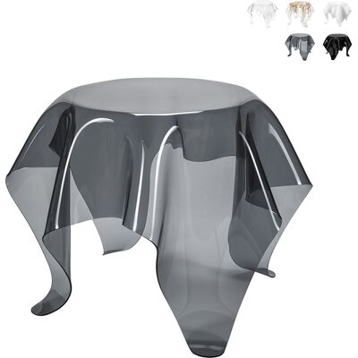 Multiplex Tavolino Basso Rotondo 60cm Di Design In Plexiglass Trasparente Drappeggi - Trasparente Fumé Multiplex Tavolino Basso Rotondo 60cm Di Design In Plexiglass Trasparente Drappeggi - Trasparente Fumé