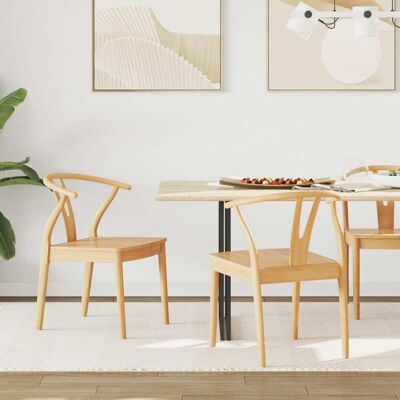 VIDAXL Sedia Da Pranzo 2 Pcs Naturale Legno Di Gomma Solido VIDAXL Sedia Da Pranzo 2 Pcs Naturale Legno Di Gomma Solido