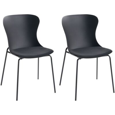BELIANI Set Di 2 Sedie Da Pranzo Con Gambe In Metallo, Seduta In Materiale Sintetico Con Cuscino, Impilabili, Nero, Pitsburg BELIANI Set Di 2 Sedie Da Pranzo Con Gambe In Metallo, Seduta In Materiale Sintetico Con Cuscino, Impilabili, Nero, Pitsburg