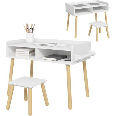 BEYAMIS Set Composto Da Tavolo Per Bambini Con Sedia Abbinata, Banchetto Scolastico Con Superficie Di Costruzione, Pavimento Liscio E Rotolo Di Carta, Bianco BEYAMIS Set Composto Da Tavolo Per Bambini Con Sedia Abbinata, Banchetto Scolastico Con Superficie Di Costruzione, Pavimento Liscio E Rotolo Di Carta, Bianco