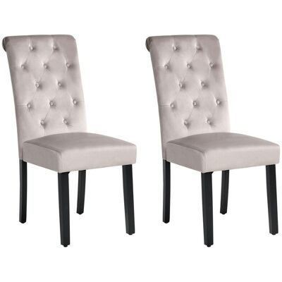 BELIANI Set Di 2 Sedie In Velluto Grigio Con Anello Decorativo E Gambe In Legno Velva BELIANI Set Di 2 Sedie In Velluto Grigio Con Anello Decorativo E Gambe In Legno Velva