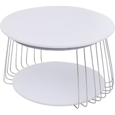 DÉCOSHOP26 Tavolino Rotondo Ø 70 Cm Con Doppio Piano Struttura In Metallo Cromato E Mdf Bianco 040008791 DÉCOSHOP26 Tavolino Rotondo Ø 70 Cm Con Doppio Piano Struttura In Metallo Cromato E Mdf Bianco 040008791