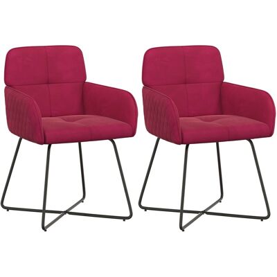 VIDAXL Sedie Da Pranzo 2 Pz Velluto Rosso Vino 59 X 56,5 X 86 Cm VIDAXL Sedie Da Pranzo 2 Pz Velluto Rosso Vino 59 X 56,5 X 86 Cm