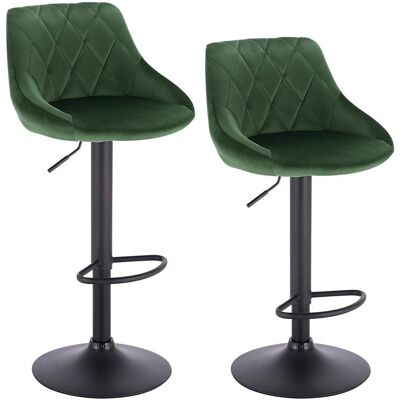WOLTU Lot De 2 Tabourets De Bar Siège Bien Rembourré En Velours , Hauteur Réglable Pieds En Métal, Vert Foncé WOLTU Lot De 2 Tabourets De Bar Siège Bien Rembourré En Velours , Hauteur Réglable Pieds En Métal, Vert Foncé