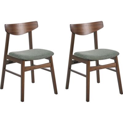 BELIANI Set Retrò Di 2 Sedie Da Pranzo Senza Braccioli Con Seduta In Tessuto Marrone E Verde Smiley BELIANI Set Retrò Di 2 Sedie Da Pranzo Senza Braccioli Con Seduta In Tessuto Marrone E Verde Smiley