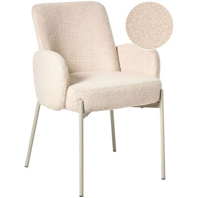 BELIANI Sedia Da Pranzo Boucle Imbottita Con Design Retrò E Base Con Gambe In Ferro Beige Chiaro Magee BELIANI Sedia Da Pranzo Boucle Imbottita Con Design Retrò E Base Con Gambe In Ferro Beige Chiaro Magee