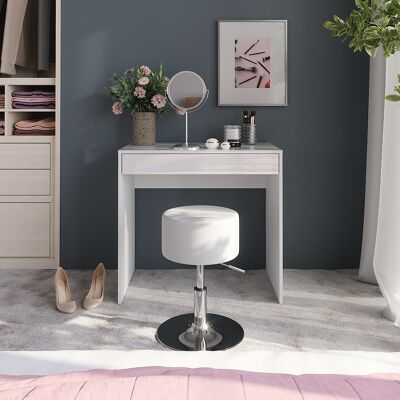 Vicco Tavolo Da Toeletta Sherry, Bianco/bianco Lucido, 81.4 Cm Con Sgabello, Vicco Tavolo Da Toeletta Sherry, Bianco/bianco Lucido, 81.4 Cm Con Sgabello,