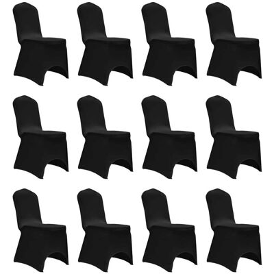 VIDAXL Coprisedie In Tessuto Elasticizzato Nero 12 Pz - VIDAXL Coprisedie In Tessuto Elasticizzato Nero 12 Pz -