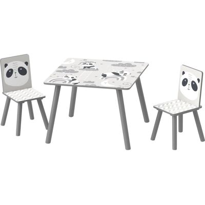 YULINLAND Tavolo Bambini Con 2 Sedie, Set 3–8 Anni, Grigio 60×60×44 Cm YULINLAND Tavolo Bambini Con 2 Sedie, Set 3–8 Anni, Grigio 60×60×44 Cm