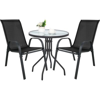 AKORD Tavolo Rotondo A Isola Da 60 Cm + 2 Sedie Sofia Nere AKORD Tavolo Rotondo A Isola Da 60 Cm + 2 Sedie Sofia Nere