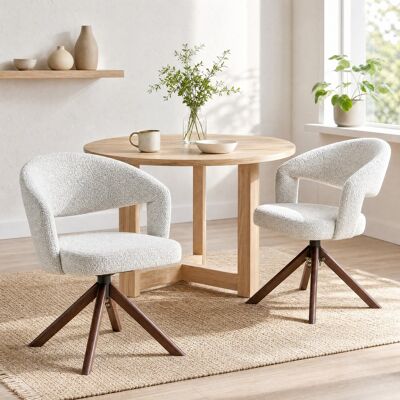 OKMYHOME Set 2 Sedie Girevoli In Tessuto E Legno Massello OKMYHOME Set 2 Sedie Girevoli In Tessuto E Legno Massello