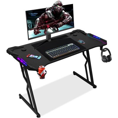 SWANEW Scrivania Da Gioco 120 X 60 Cm, Scrivania Per Gamer Con Piano In Fibra Di Carbonio, Tavolo Da Gioco Ergonomico, Nero SWANEW Scrivania Da Gioco 120 X 60 Cm, Scrivania Per Gamer Con Piano In Fibra Di Carbonio, Tavolo Da Gioco Ergonomico, Nero
