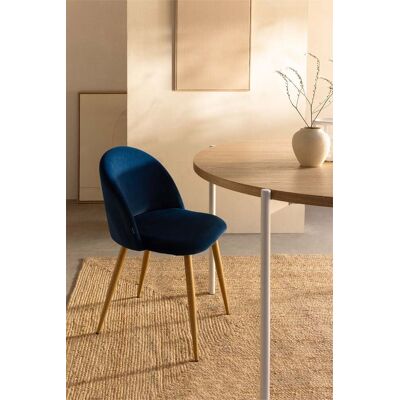 SKLUM - Pack 4 Sedie Da Pranzo In Velluto Kana Blu SKLUM - Pack 4 Sedie Da Pranzo In Velluto Kana Blu