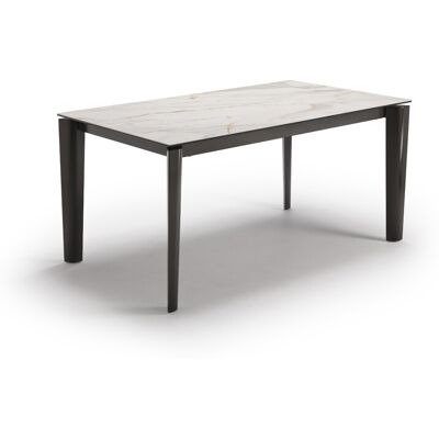 STONES Tavolo Allungabile Horus Con Piano In Ceramica Su Vetro Marmo Calacatta Oro E Struttura In Metallo Bronzo 160-240 Cm - Design Moderno STONES Tavolo Allungabile Horus Con Piano In Ceramica Su Vetro Marmo Calacatta Oro E Struttura In Metallo Bronzo 160-240 Cm - Design Moderno