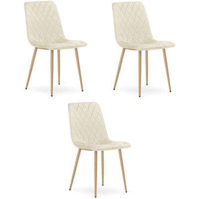 AKORD Sedia Turin - Velluto Beige Chiaro / Gambe Color Legno X 3 AKORD Sedia Turin - Velluto Beige Chiaro / Gambe Color Legno X 3