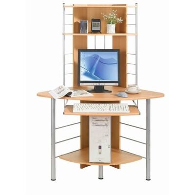 TECHLY - Oem Scrivania Per Computer Angolare Finitura In Faggio Tastiera Estraibile TECHLY - Oem Scrivania Per Computer Angolare Finitura In Faggio Tastiera Estraibile