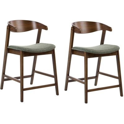 BELIANI Set Di 2 Sedie Da Bar In Stile Tradizionale Con Seduta Imbottita Marrone Scuro E Verde Lilly BELIANI Set Di 2 Sedie Da Bar In Stile Tradizionale Con Seduta Imbottita Marrone Scuro E Verde Lilly