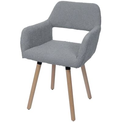 DÉCOSHOP26 Sedia Da Pranzo In Stile Moderno Con Braccioli In Tessuto Bouclé Grigio E Gambe In Legno Di Faggio 040009859 DÉCOSHOP26 Sedia Da Pranzo In Stile Moderno Con Braccioli In Tessuto Bouclé Grigio E Gambe In Legno Di Faggio 040009859