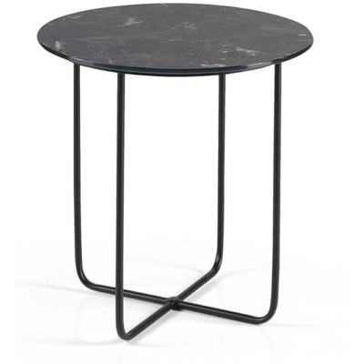 CAPODARTE - Tavolino Tondo Con Piano Vetro Effetto Marmo Nero Jon 45 CAPODARTE - Tavolino Tondo Con Piano Vetro Effetto Marmo Nero Jon 45