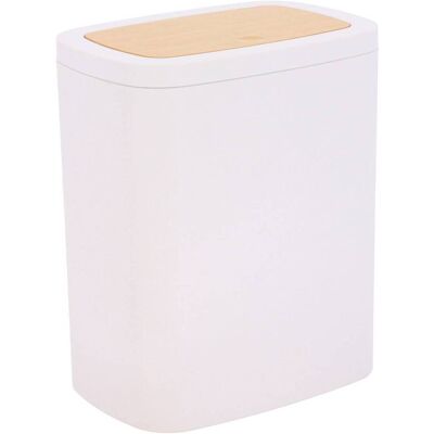 TENDANCE Bidone Per Rifiuti In Gomma Abs + Pvc Bambù 5l - Bianco - TENDANCE Bidone Per Rifiuti In Gomma Abs + Pvc Bambù 5l - Bianco -