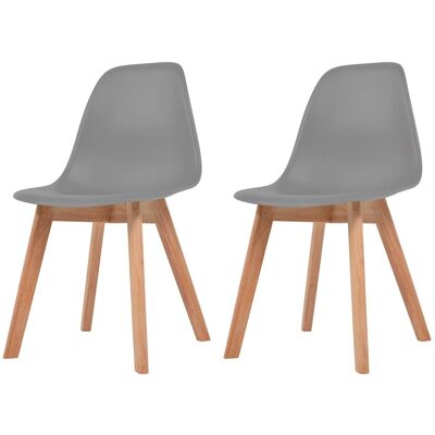vidaXL 2x Sedie da pranzo Grigie Con Gambe in Legno Massiccio - Sedie da pranzo vidaXL 2x Sedie da pranzo Grigie Con Gambe in Legno Massiccio - Sedie da pranzo