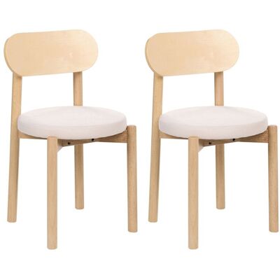 BELIANI Set Di 2 Sedie Da Pranzo Seduta In Tessuto E Struttura In Legno Senza Braccioli Marrone Chiaro E Beige Chiaro Paulina BELIANI Set Di 2 Sedie Da Pranzo Seduta In Tessuto E Struttura In Legno Senza Braccioli Marrone Chiaro E Beige Chiaro Paulina