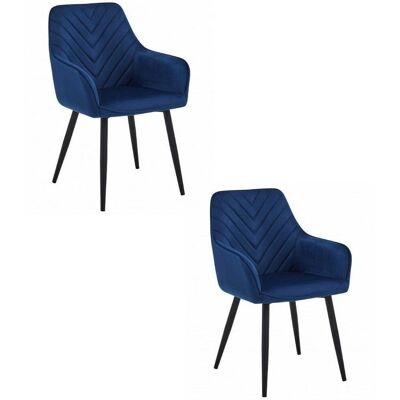 AKORD Sedia Nana - Velluto Blu Navy / Gambe Nere X 2 AKORD Sedia Nana - Velluto Blu Navy / Gambe Nere X 2