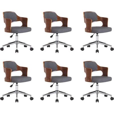 VIDAXL Sedie Da Pranzo Girevoli 6 Pz Grigie In Legno Curvo E Tessuto VIDAXL Sedie Da Pranzo Girevoli 6 Pz Grigie In Legno Curvo E Tessuto