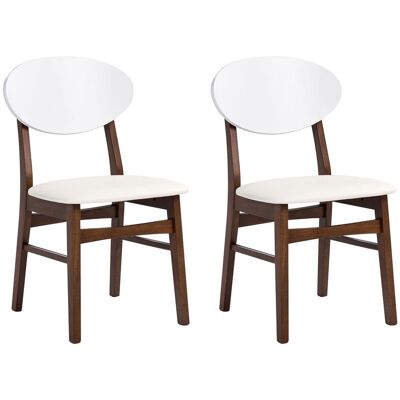 BELIANI Set Di 2 Sedie Da Pranzo Con Seduta In Ecopelle Bianco Sporco E Struttura Marrone Amery BELIANI Set Di 2 Sedie Da Pranzo Con Seduta In Ecopelle Bianco Sporco E Struttura Marrone Amery