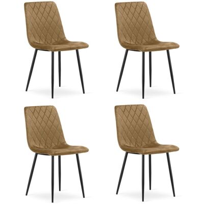 AKORD Sedia Turin - Velluto Marrone / Gambe Nere X 4 AKORD Sedia Turin - Velluto Marrone / Gambe Nere X 4