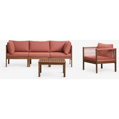 SKLUM Set Soggiorno Con Divano Modulare A 3 Pezzi Con Braccioli, Poltrona E Tavolino In Legno Di Acacia Branson SKLUM Set Soggiorno Con Divano Modulare A 3 Pezzi Con Braccioli, Poltrona E Tavolino In Legno Di Acacia Branson