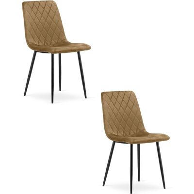 AKORD Sedia Turin - Velluto Marrone / Gambe Nere X 2 AKORD Sedia Turin - Velluto Marrone / Gambe Nere X 2