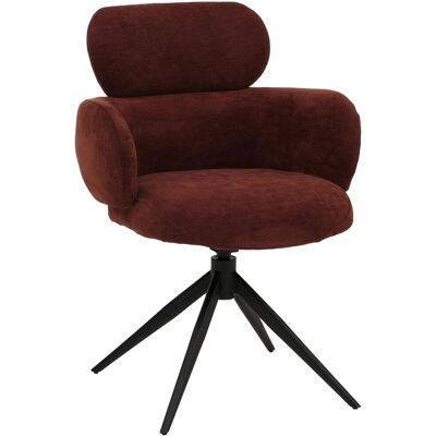 DÉCOSHOP26 Sedia Da Pranzo Girevole Con Funzione Di Ritorno Automatico A 360° Tessuto In Ciniglia Rosso-marrone Base In Metallo 040009367 DÉCOSHOP26 Sedia Da Pranzo Girevole Con Funzione Di Ritorno Automatico A 360° Tessuto In Ciniglia Rosso-marrone Base In Metallo 040009367